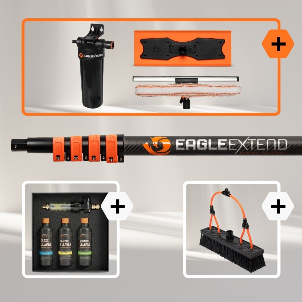 Telescopic Pole Carbon Fiber 3K Supreme + Glass and Solarpanels Streak-Free Bundle