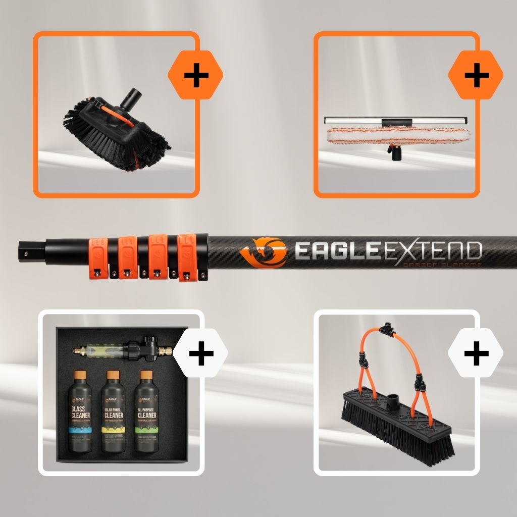 Telescopic Pole Carbon Fiber 3K Supreme + Glass and Woodwork Bundle