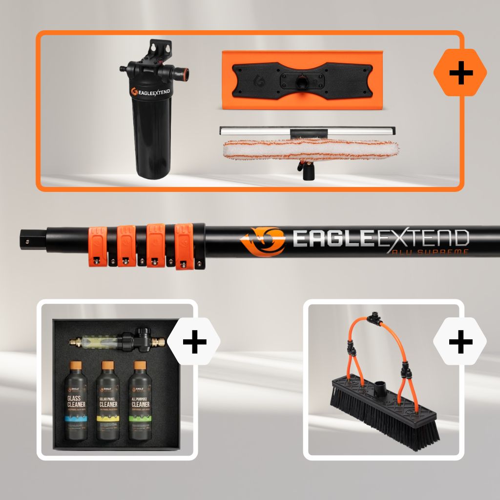 Telescopic Pole Aluminium Supreme + Glass and Solarpanels Streak-Free Bundle
